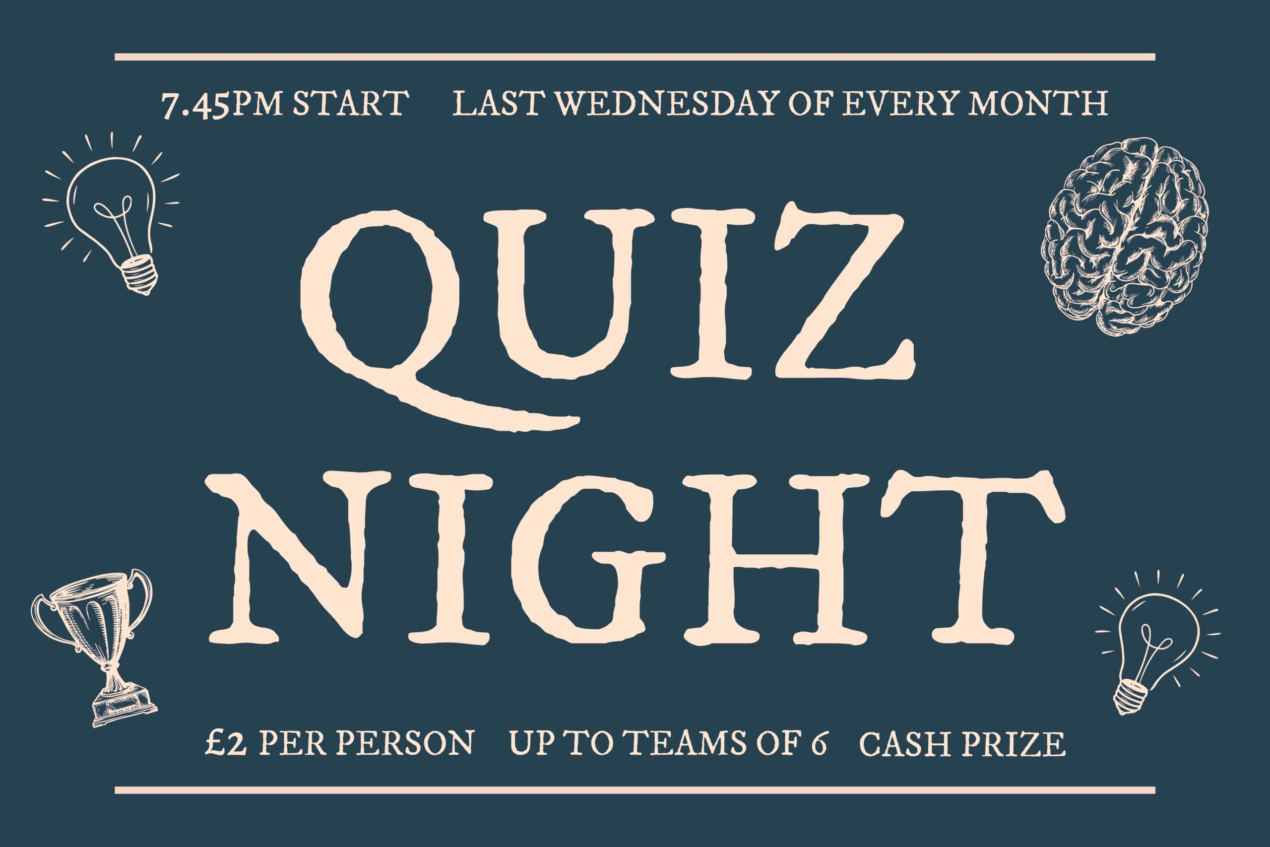 Quiz Night. Last Wednesday of every month
